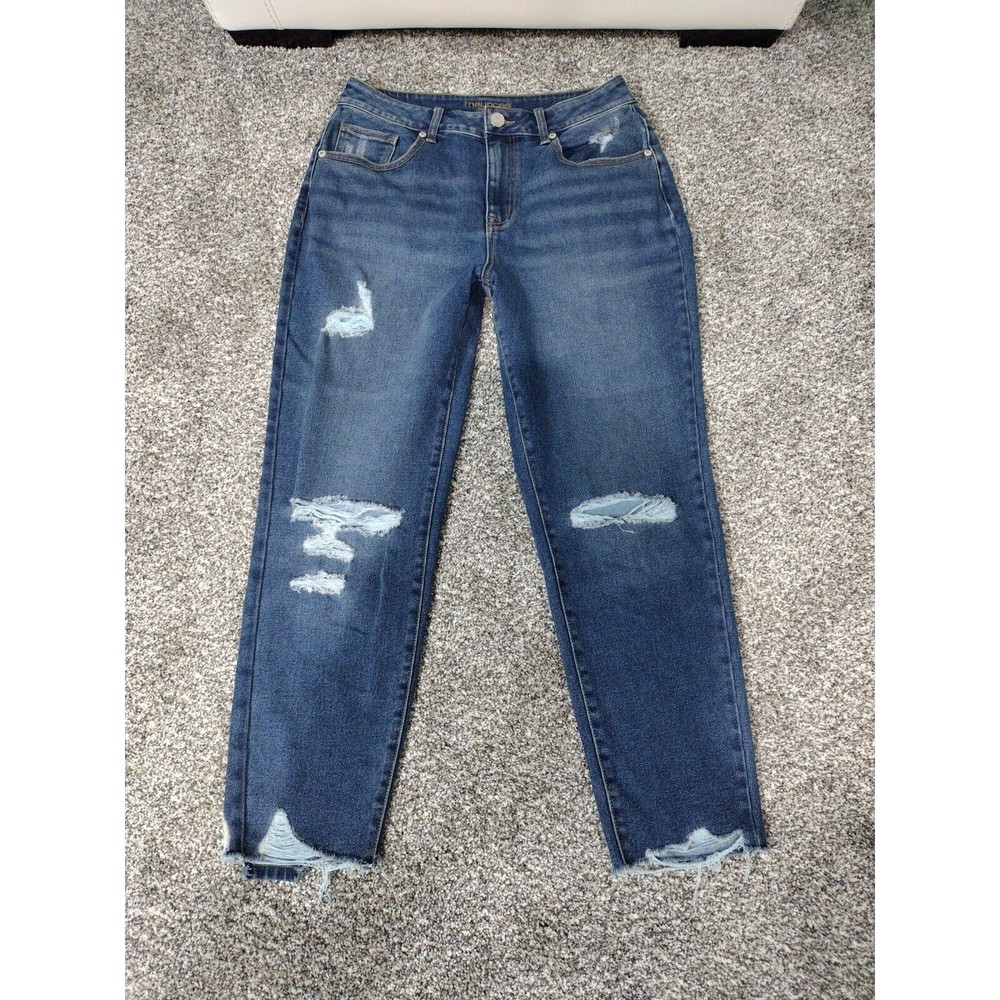 Maurices High Rise Distressed Mom Jeans Size 10 Regular